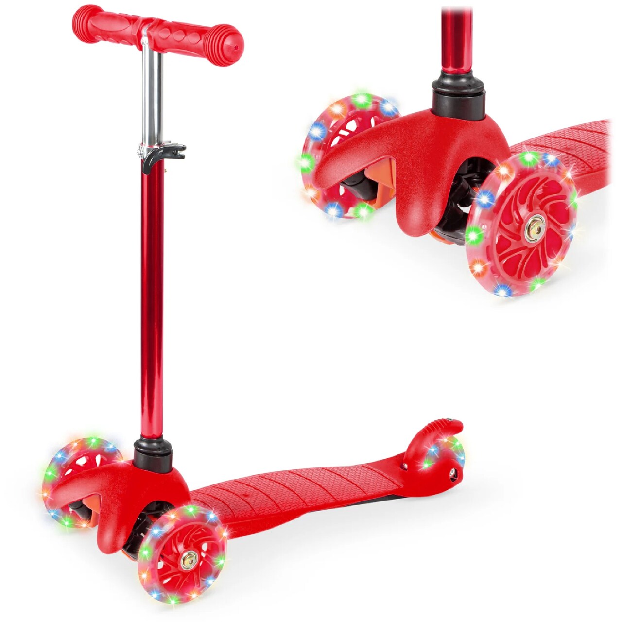 Best Choice Products Kids Mini Kick Scooter Toy w/ Light-Up Wheels and Height Adjustable T-Bar